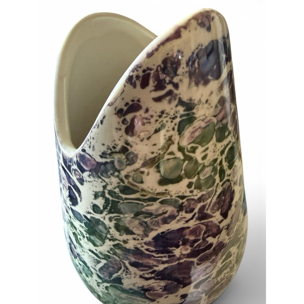 McCoy Cascade Vase Purple Marbled Iridescent Pearl Glaze 9" VTG 1960s MCM - Picture 9 of 14